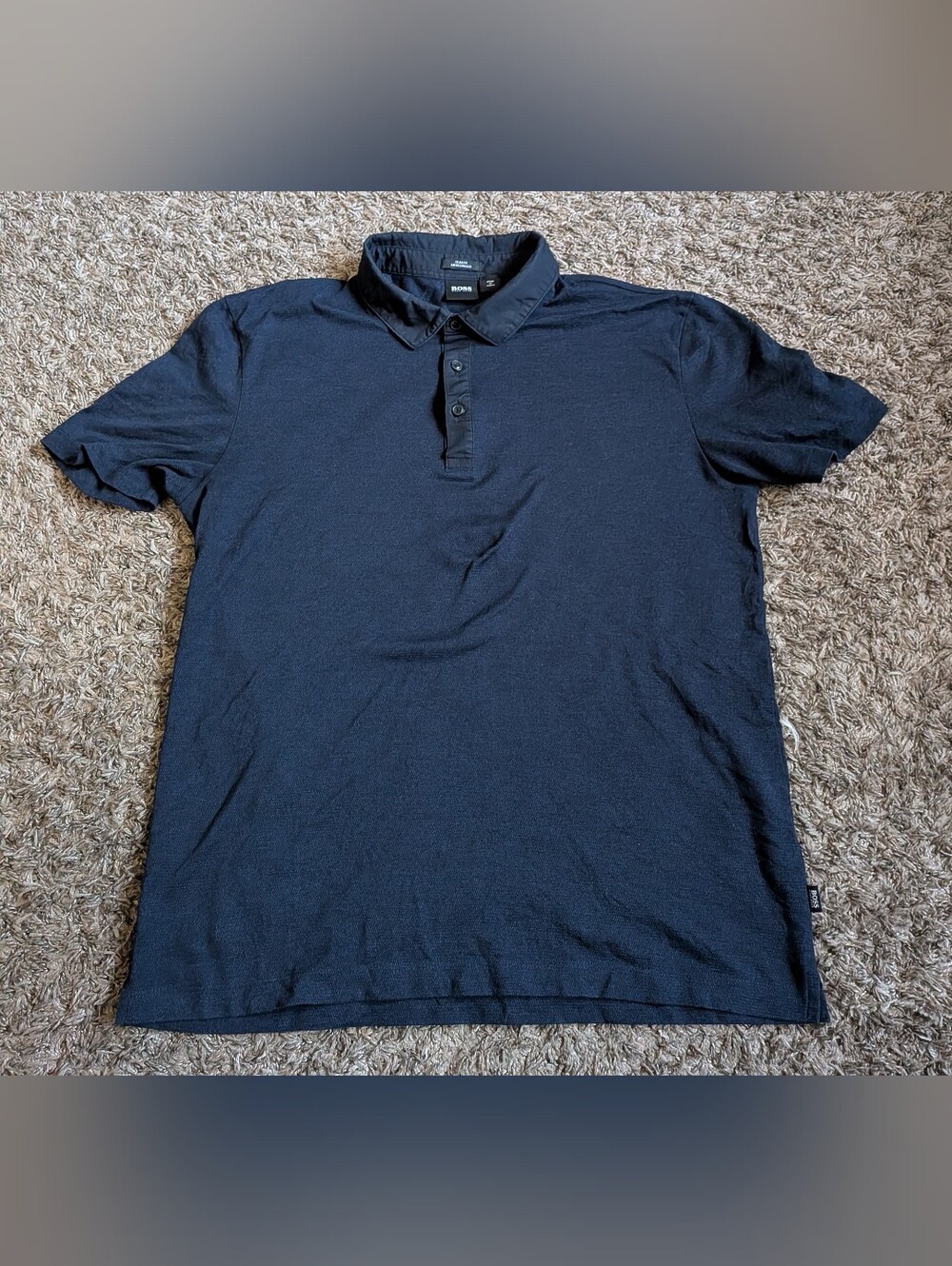 Boss Hugo Boss Slim Fit Mercerised Cotton Navy Polo Shirt Men's L